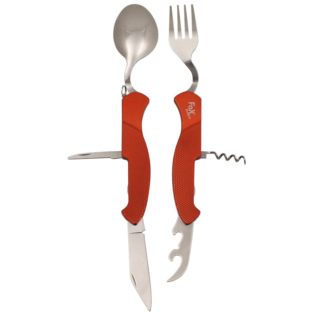 Levně FOX Outdoor příbor cestovní sada 6v1 ORANŽOVÝ