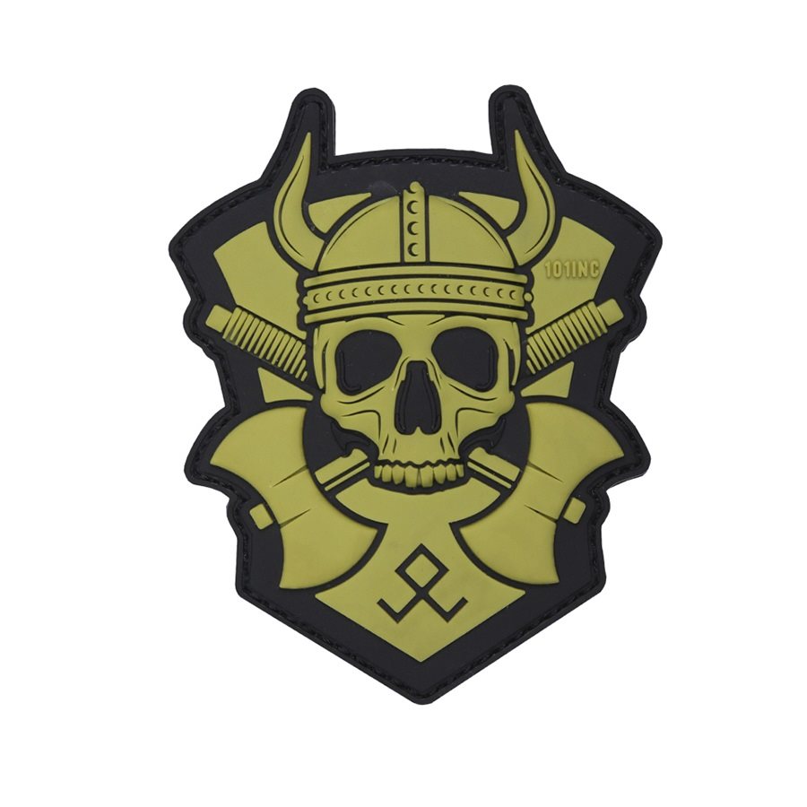 Levně 101INC nášivka 3D plastová VIKING WITH HATCHET velcro ZELENÁ