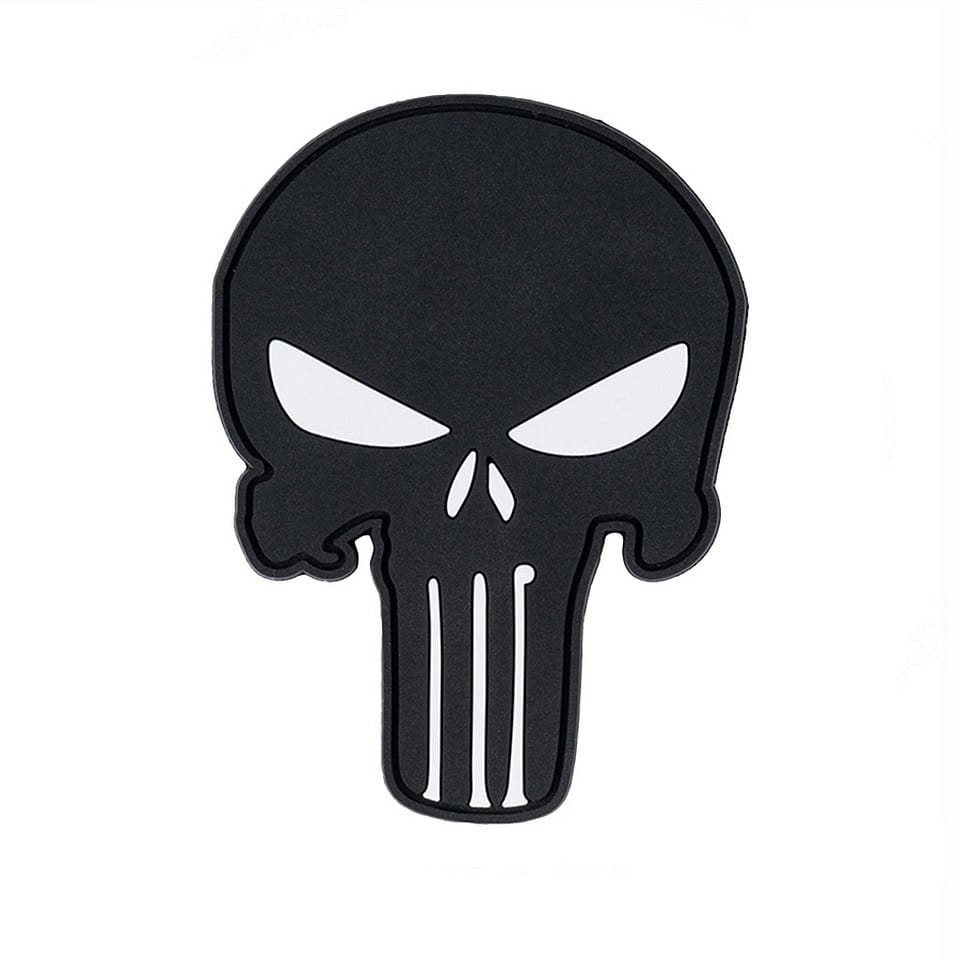 Levně 101INC nášivka PUNISHER velcro plastová ČERNÁ