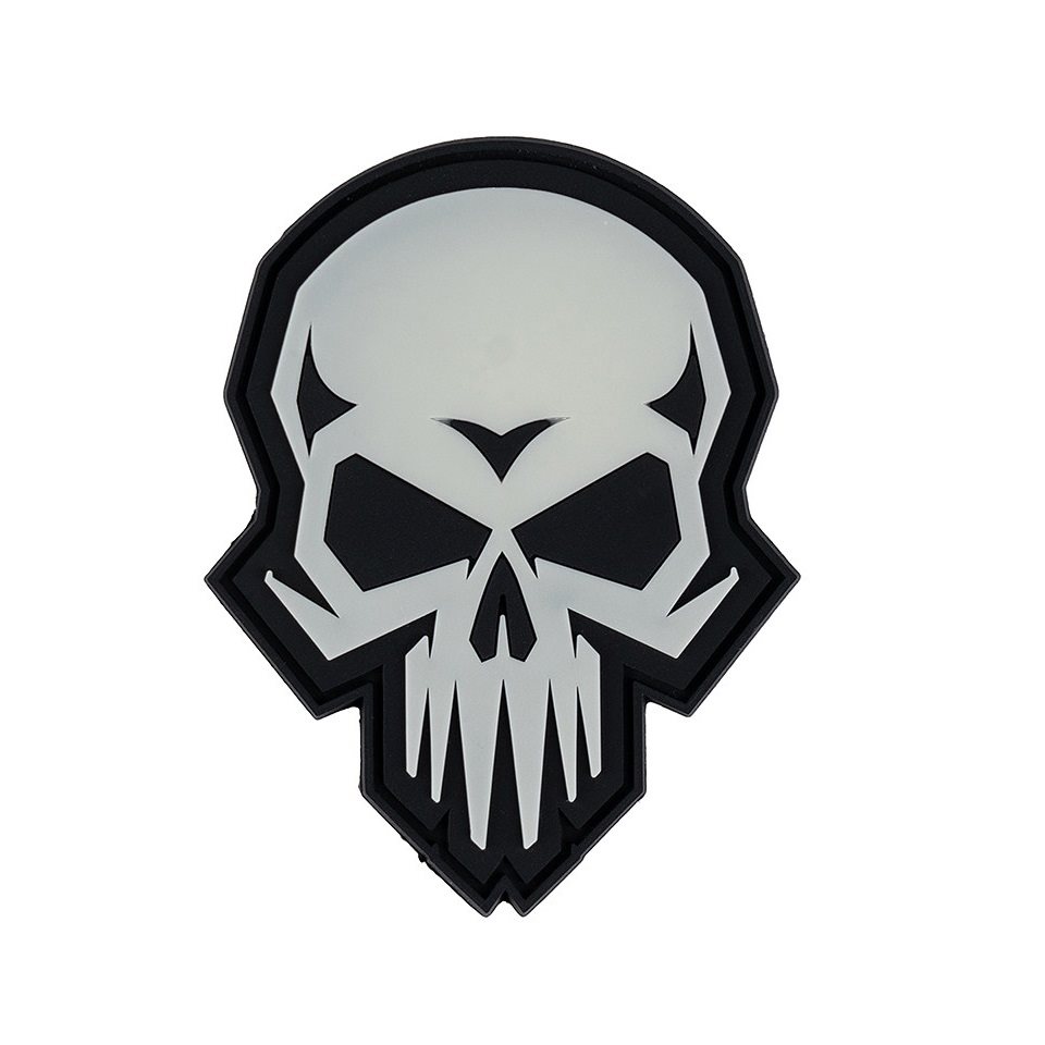 Levně 101INC nášivka 3D plastová PSYCHO SKULL velcro GLOW IN THE DARK