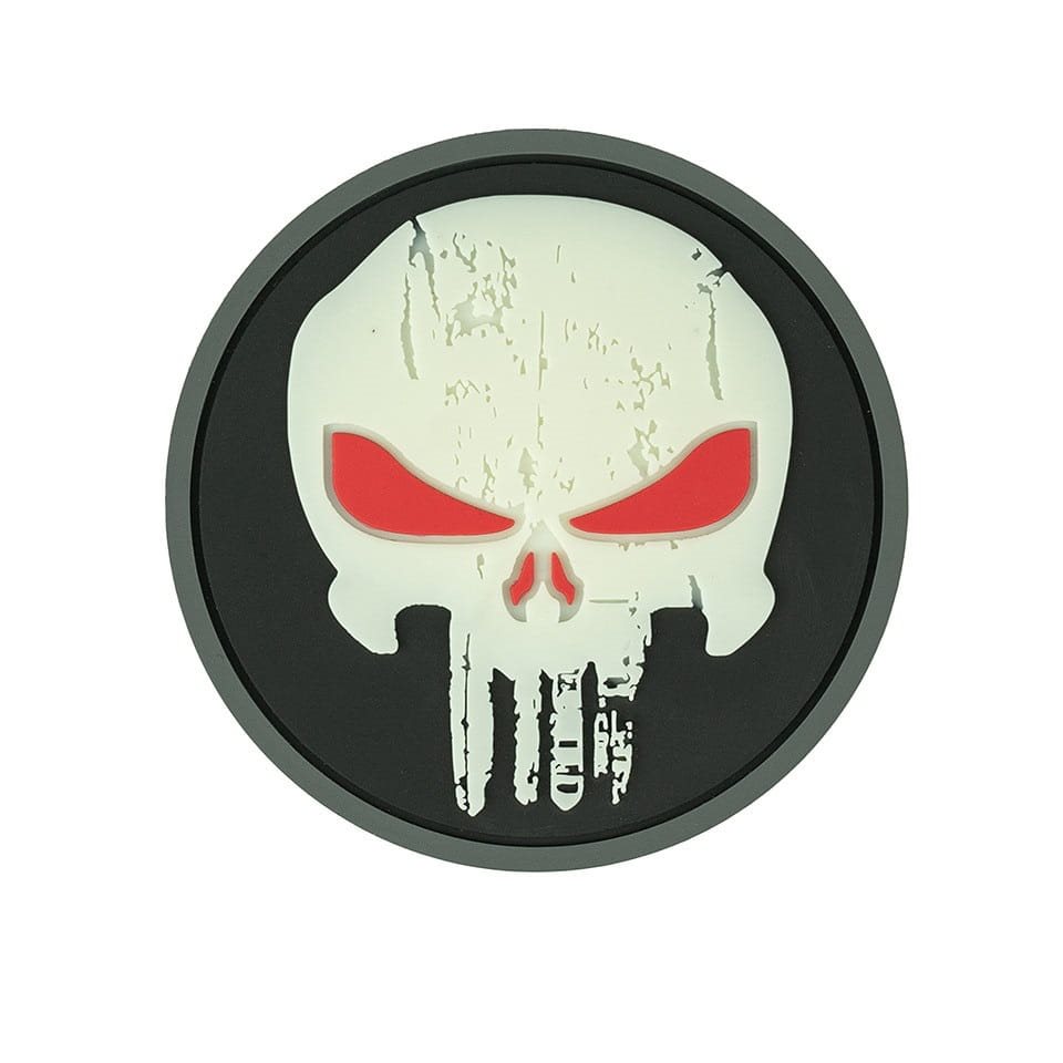 Levně 101INC nášivka 3D plastová PUNISHER RED EYES velcro GLOW IN THE DARK