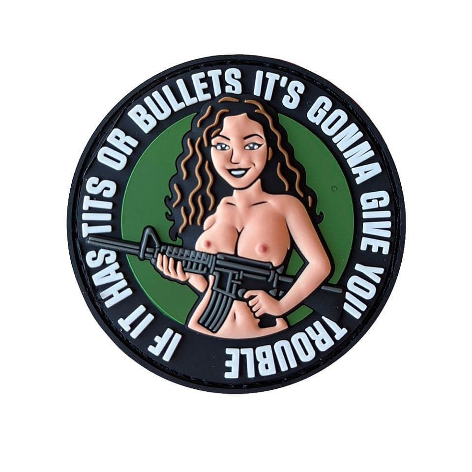 Nášivka 3D plastová TITS OR BULLETS velcro