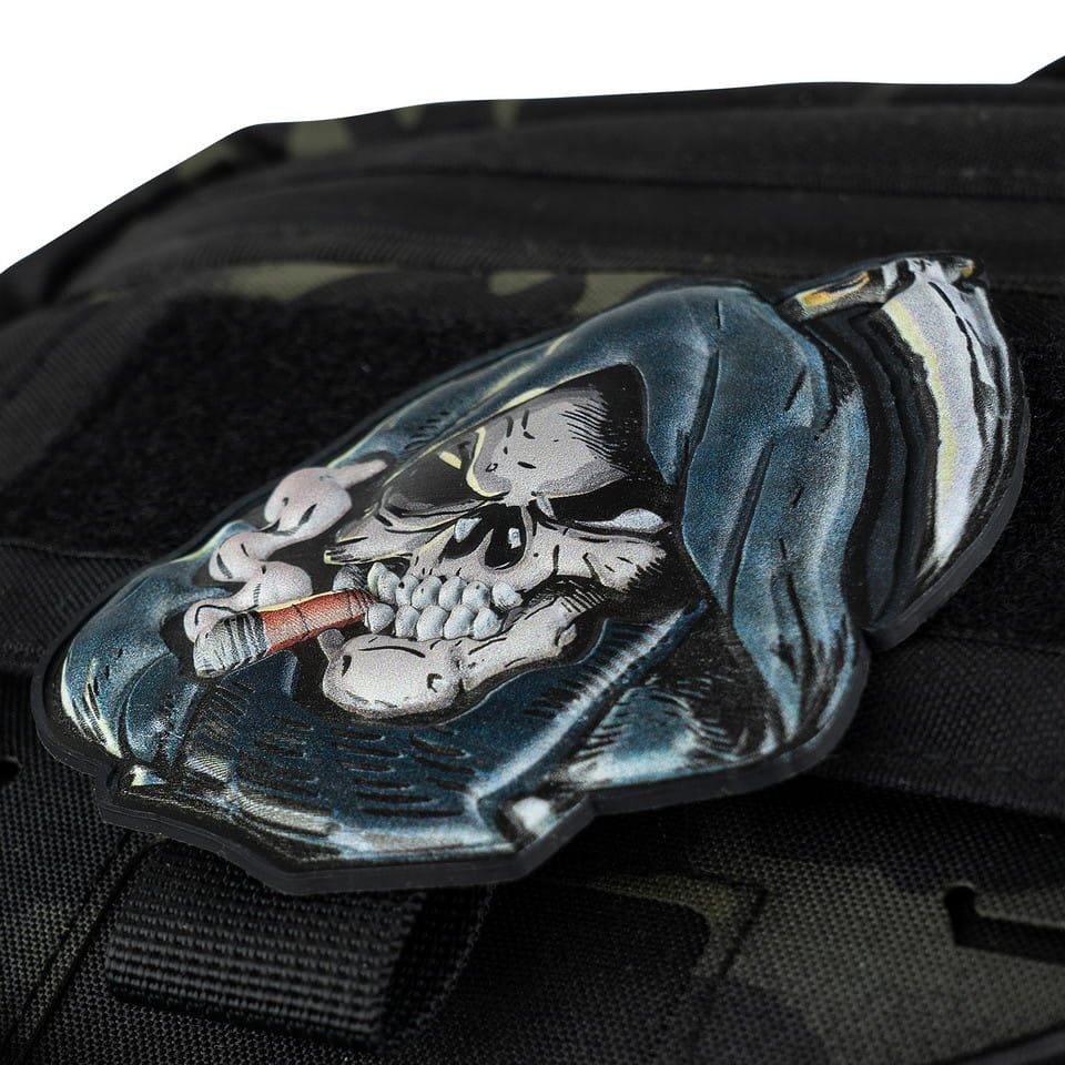 Nášivka 3D plastová LEBKA - GRIM REAPER velcro