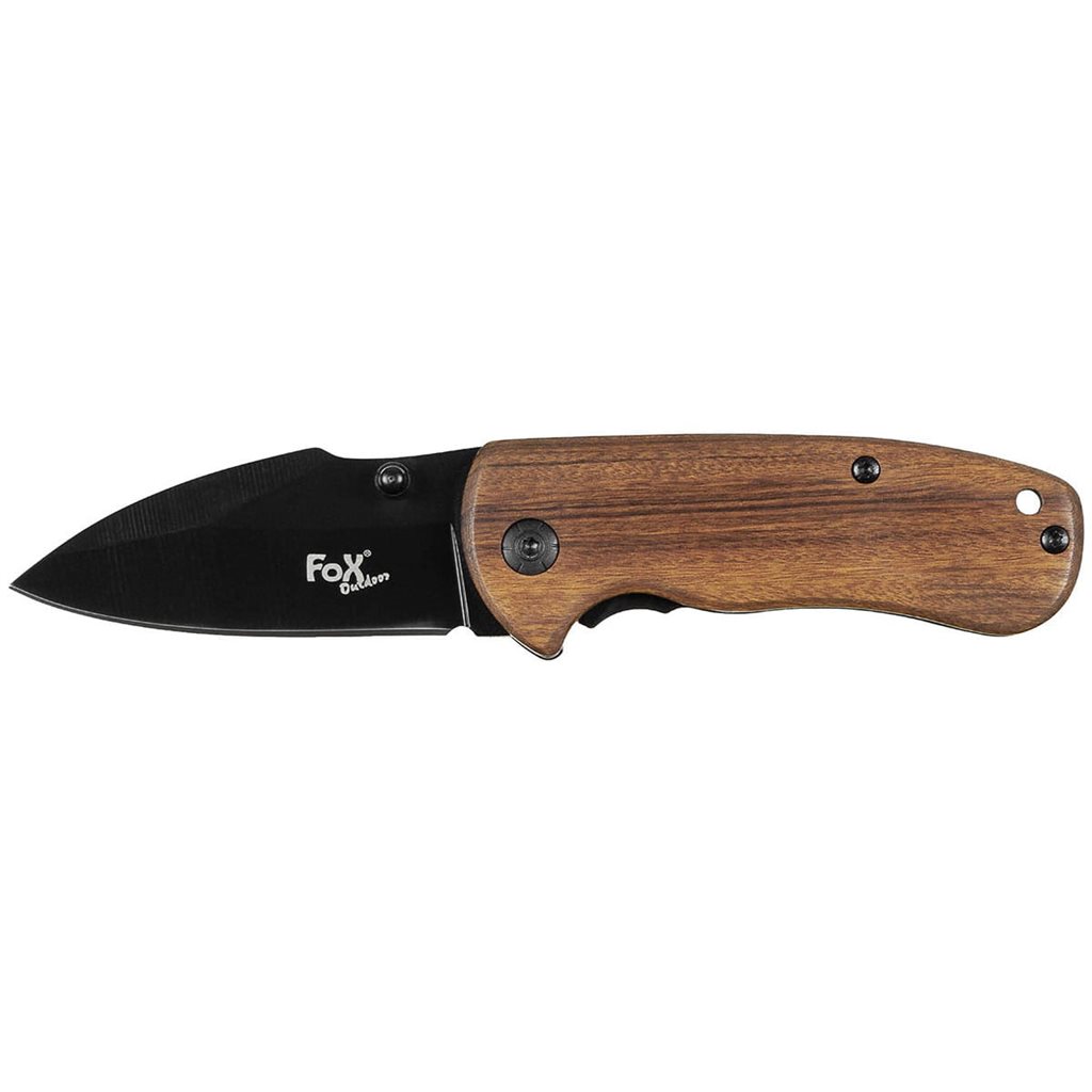 Levně FOX Outdoor nůž zavírací COMPACT dřevěná střenka 6/15cm černěné hladké ostří