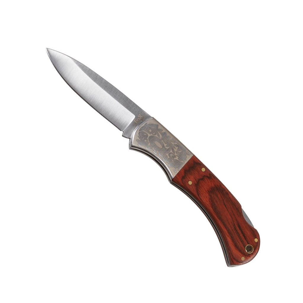 Levně FOX Outdoor nůž zavírací dřevěná střenka dekor 21 cm HNĚDÝ
