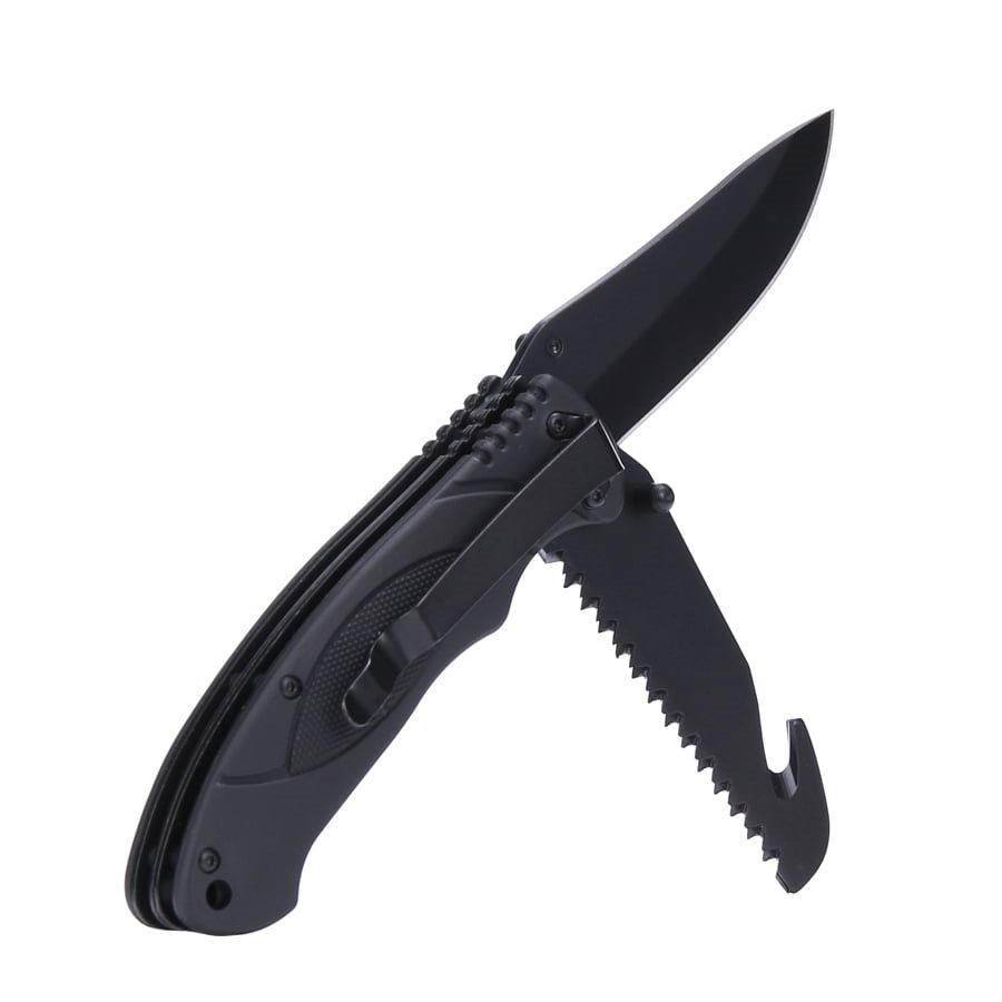 Levně FOSCO nůž zavírací BUSHCRAFT multifunkční ČERNÝ