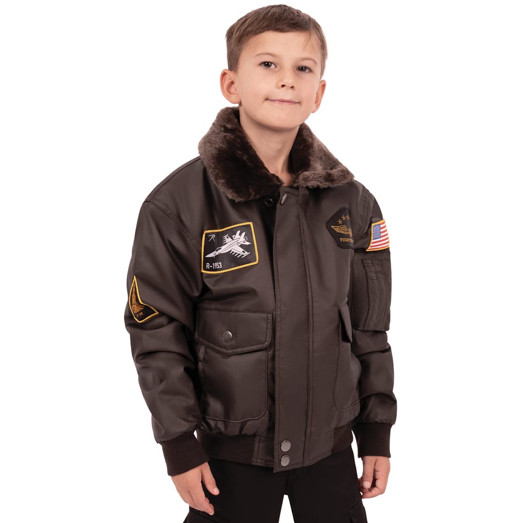 Bunda dětská WWII AVIATOR FLIGHT TMAVĚ HNĚDÁ vel. L