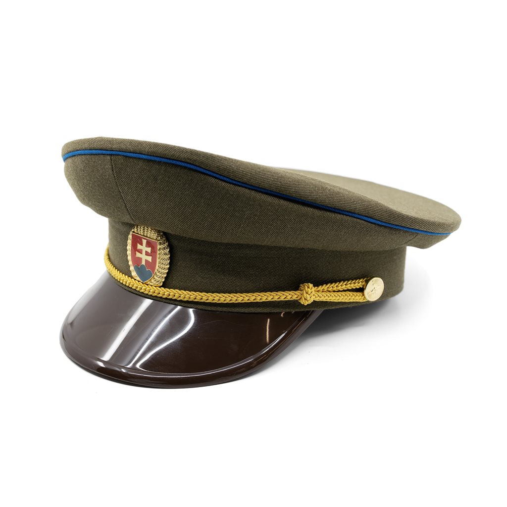 Levně Brigadýrka SK zlatý odznak, kšilt plast, modrá linka ZELENÁ