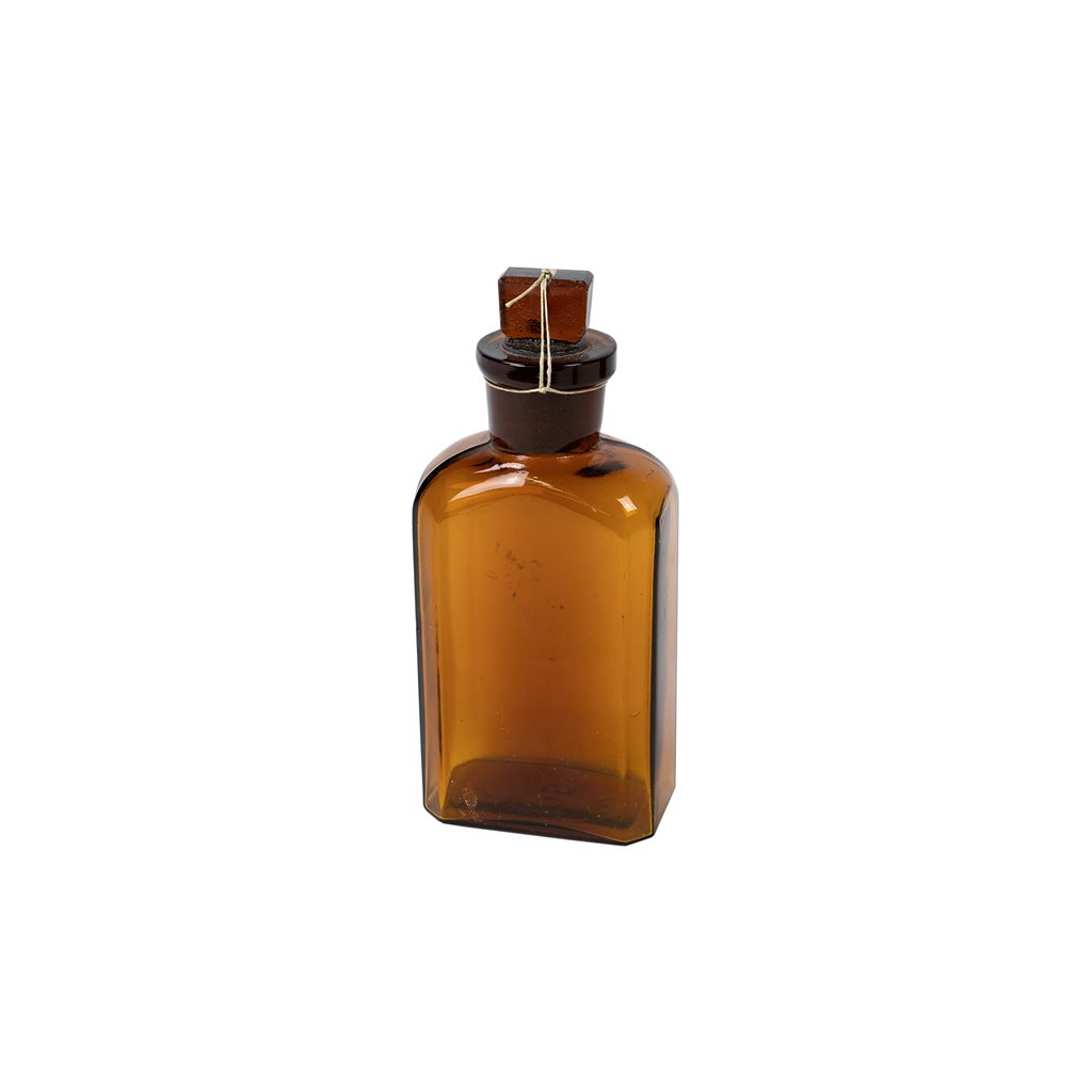 Levně Láhev skleněná hranatá s broušeným hrdlem 50ml HNĚDÁ