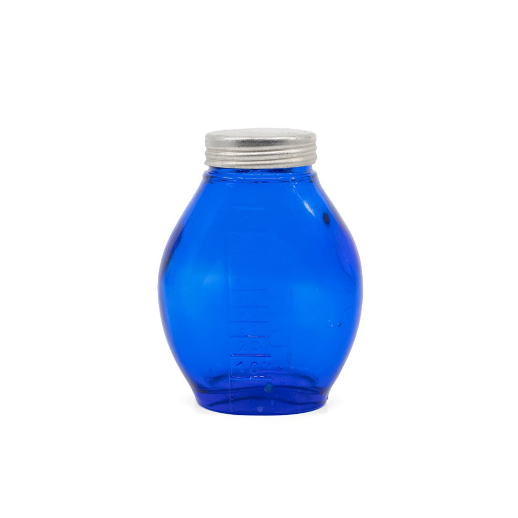 Levně Lahvička skleněná s víčkem PLIVÁTKO s měrkou 100 ml MODRÁ