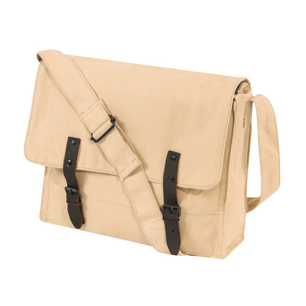 Levně ROTHCO taška přes rameno plátěná VINTAGE s koženými řemínky KHAKI