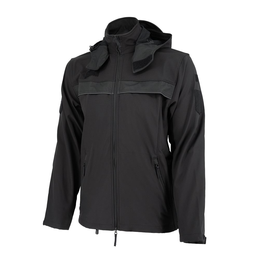 Bunda softshell s kapucí 2012 pro vojenské policisty ČERNÁ vel. 164/096-100