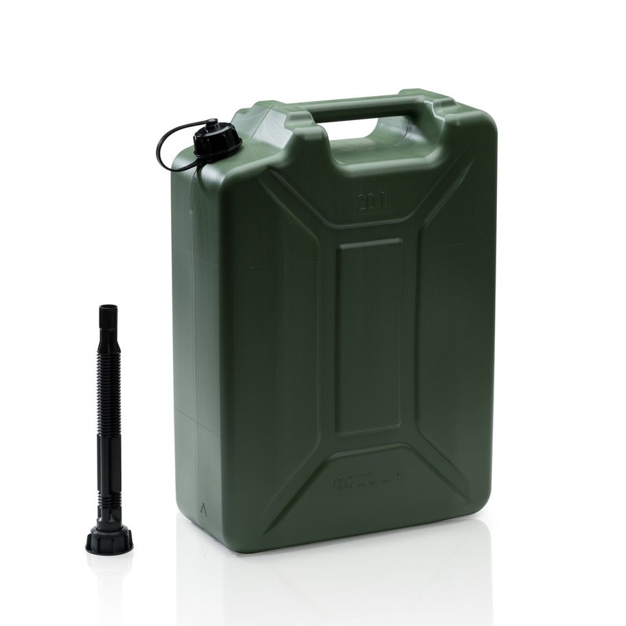 Levně Kanystr plastový na PHM ARMY s nalévací trubicí 20 litrů ZELENÝ