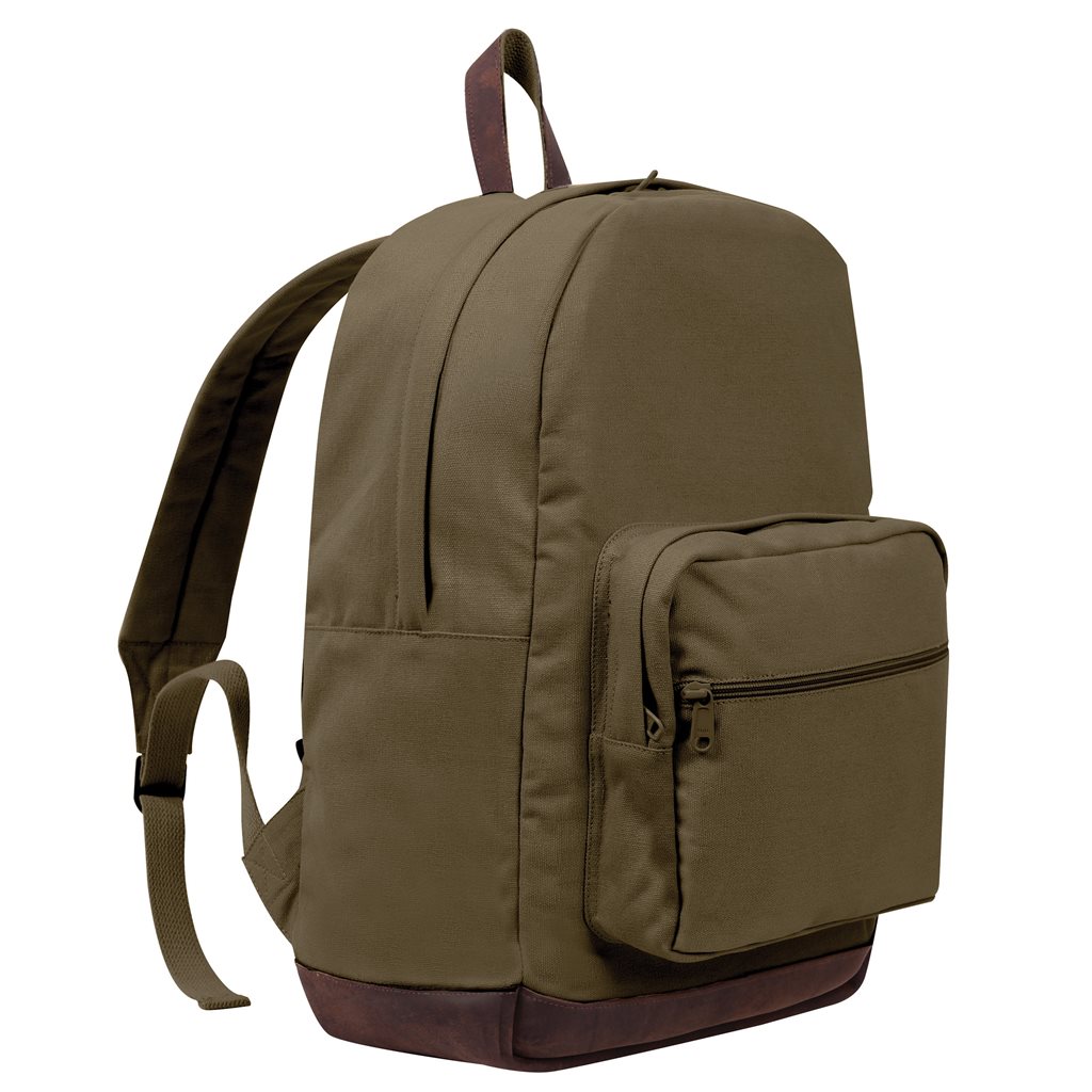 Levně ROTHCO batoh VINTAGE TEARDROP kožené prvky ZELENÝ