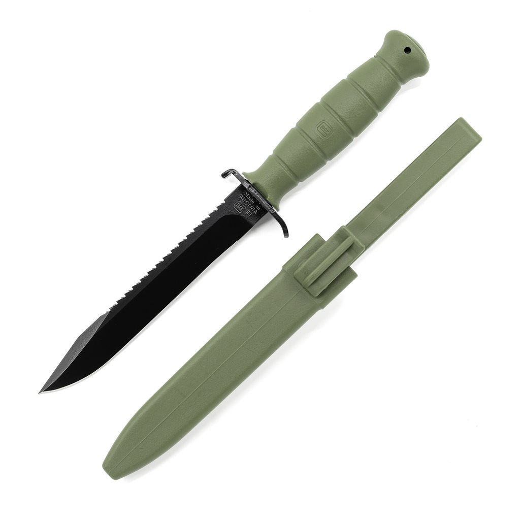 Levně Nůž RAKOUSKÝ GLOCK SURVIVAL FM81 s pilkou ZELENÝ
