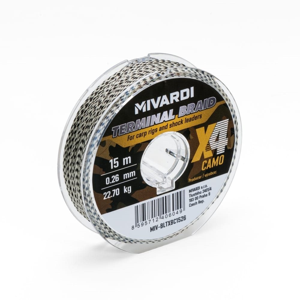 Šnůra pletená 4-vlákna Terminal X4 braid 15m CAMO