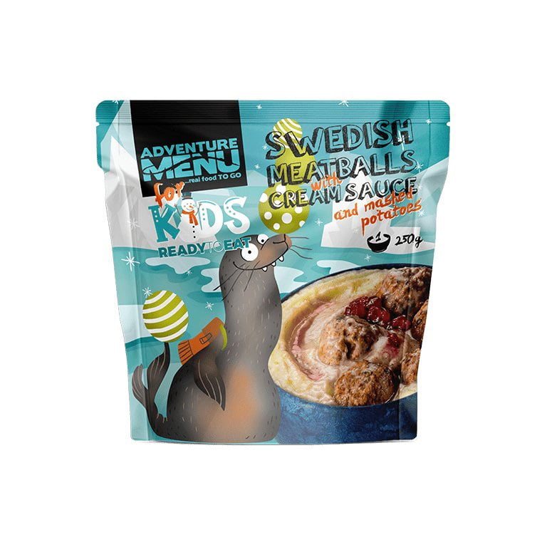 Levně ADVENTURE MENU švédské masové kuličky s krémovou omáčkou - ADM dětské sterilizované hotové jídlo