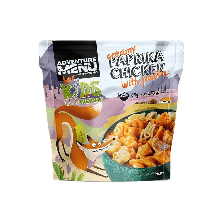 Levně ADVENTURE MENU kuře na paprice s těstovinami PORCE 85g/250g - dětské dehydrované hotové jídlo