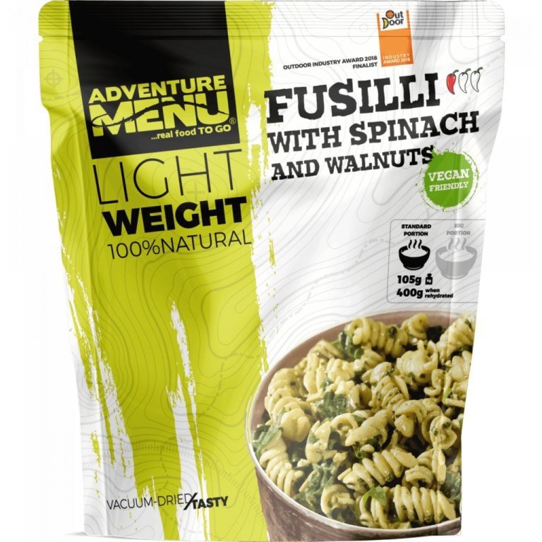 Levně ADVENTURE MENU fusilli se špenátem a vlašskými ořechy PORCE 105g/400g - dehydrované hotové jídlo