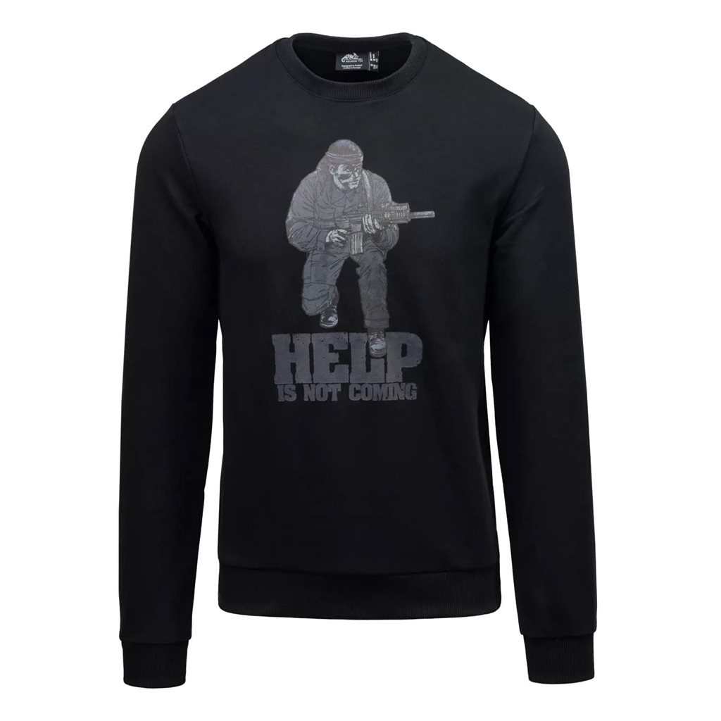 Levně Mikina HELP IS NOT COMING ČERNÁ