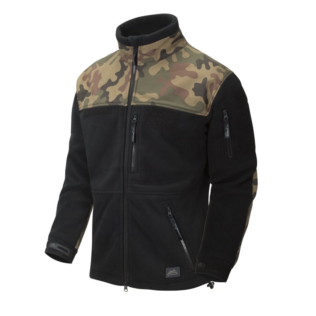 Levně Bunda INFANTRY fleece ČERNÁ/WOODLAND POLSKÝ