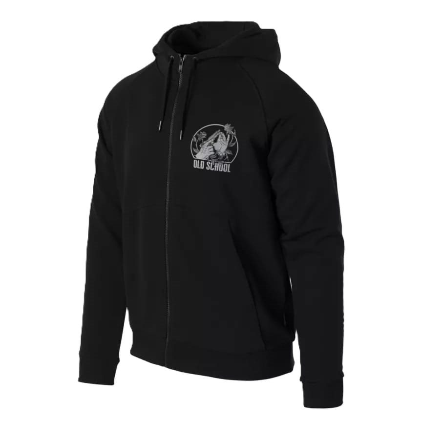 Levně Mikina OLD SCHOOL se zipem a kapucí ČERNÁ