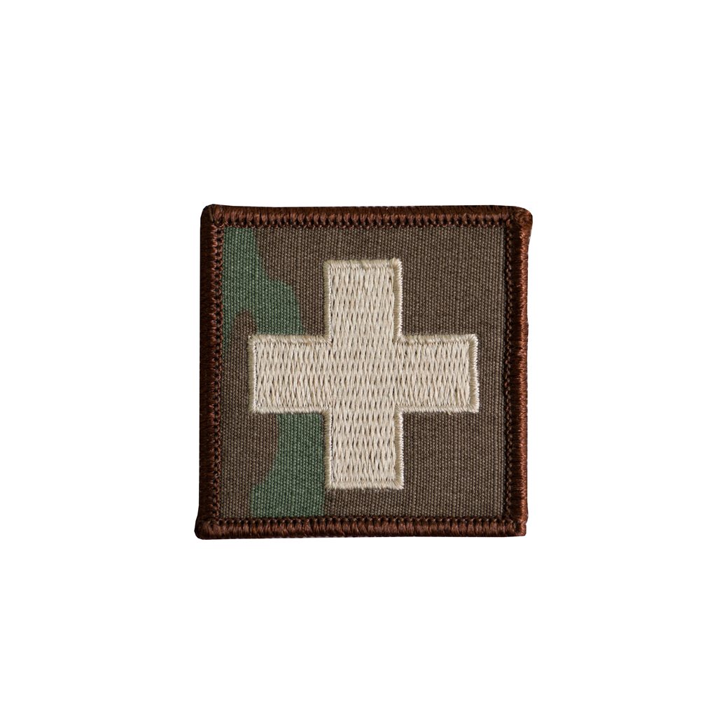 Levně Nášivka zdravotník KŘÍŽ velcro KHAKI-OCP okraj HNĚDÝ