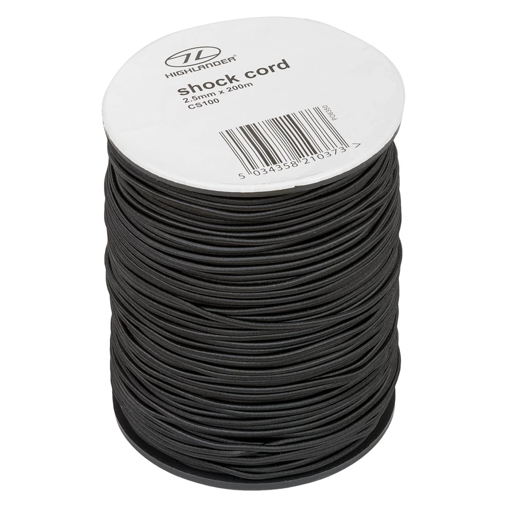 Levně HIGHLANDER šňůra elastická 2,5 mm 200 m ČERNÁ
