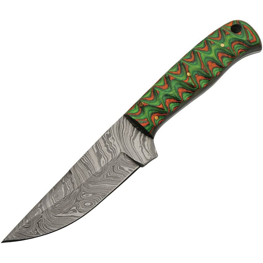 Levně Damascus Knives nůž s pevnou čepelí HUNTER GREEN damašek