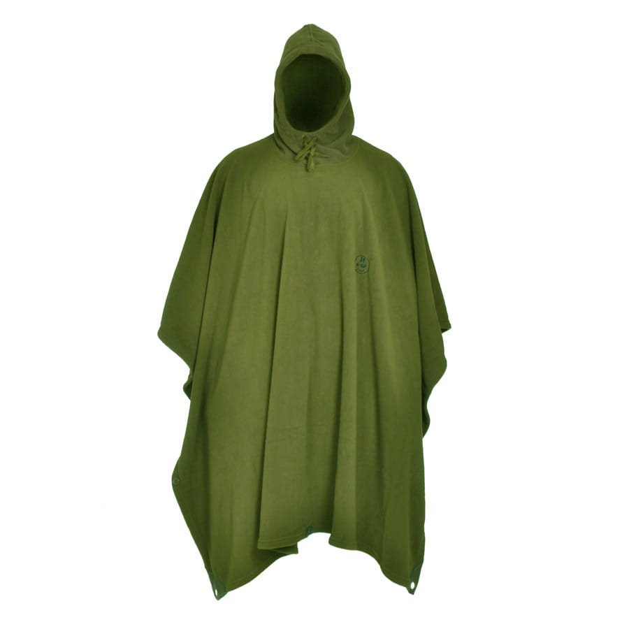 Levně M-Tramp pončo FLEECE se stahovací kapucí ZELENÉ