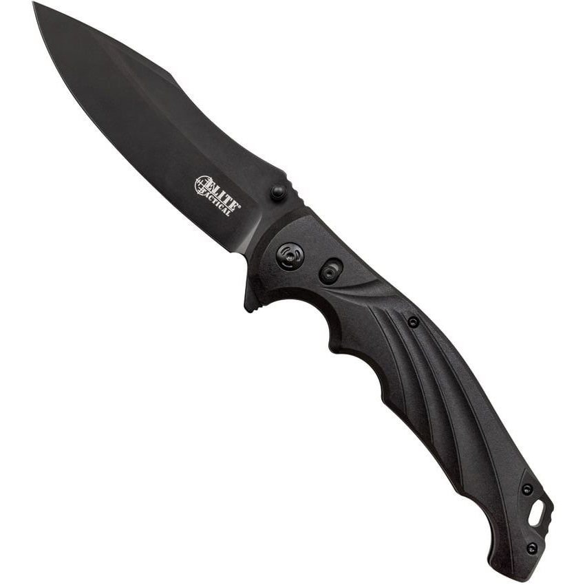Levně ELITE TACTICAL nůž zavírací CONQUEROR hladké ostří ČERNÝ