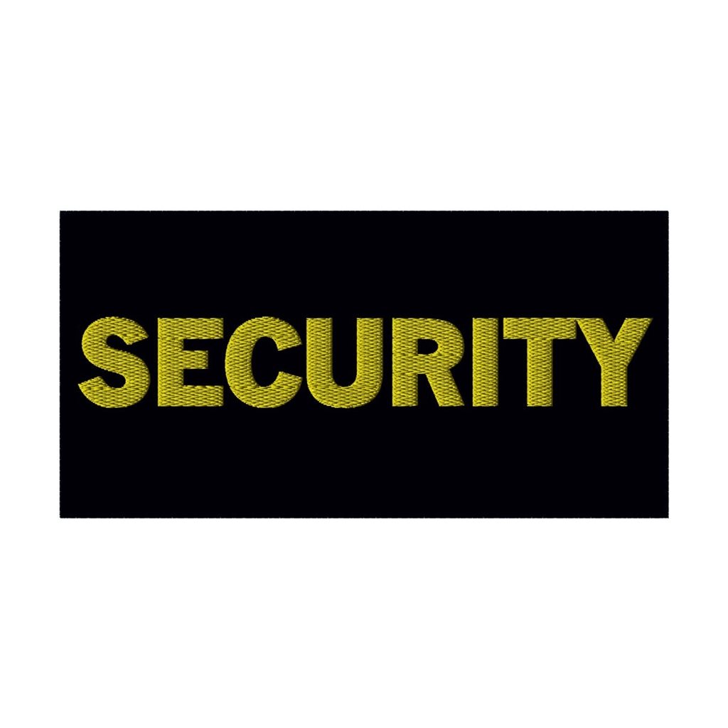 MILITARY RANGE nášivka SECURITY se ŽLUTOU nití 10 x 22 cm VELCRO