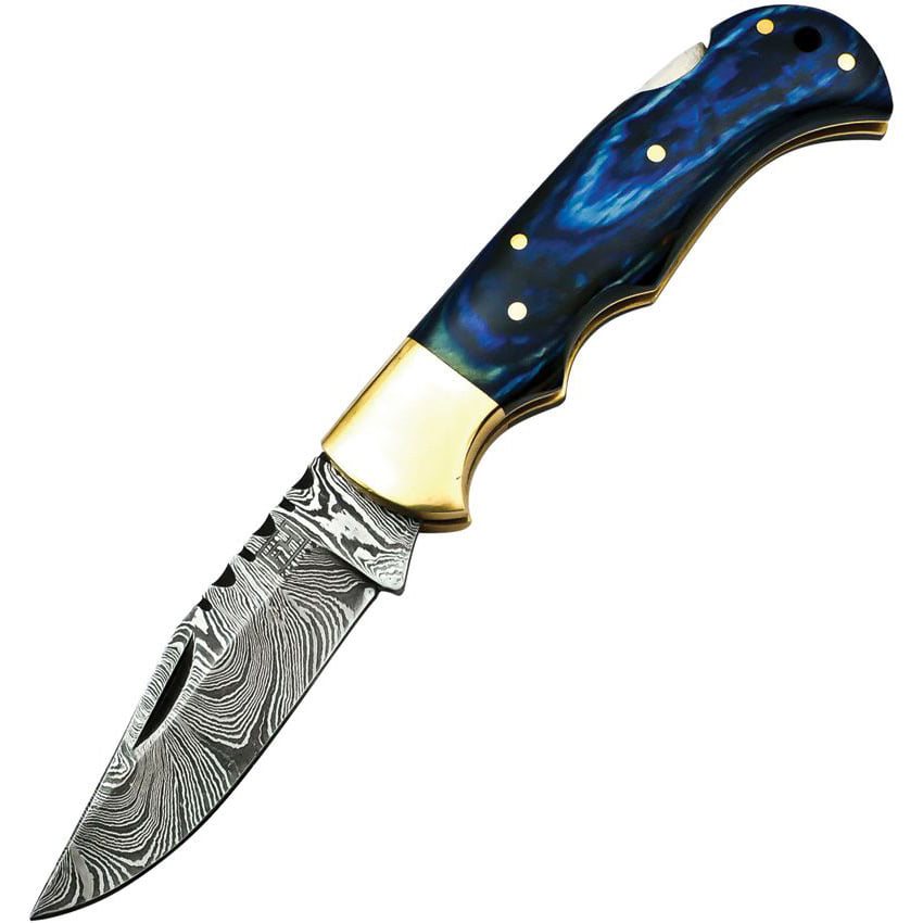 FH Knives nůž zavírací damašková ocel MODRÝ
