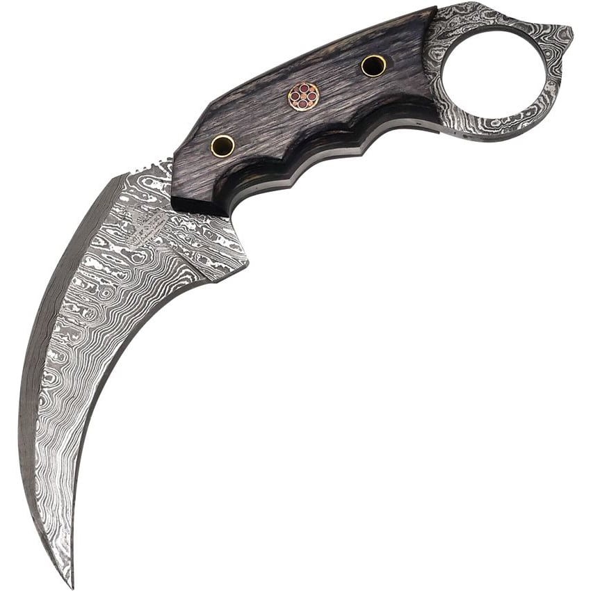 Levně FH Knives nůž FH Karambit damašková ocel s pouzdrem ČERNÝ