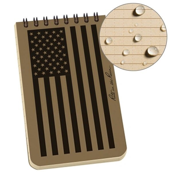 Levně RITE IN THE RAIN blok voděodolný TOP-SPIRAL 3x5" notebook malý vlajka USA TAN