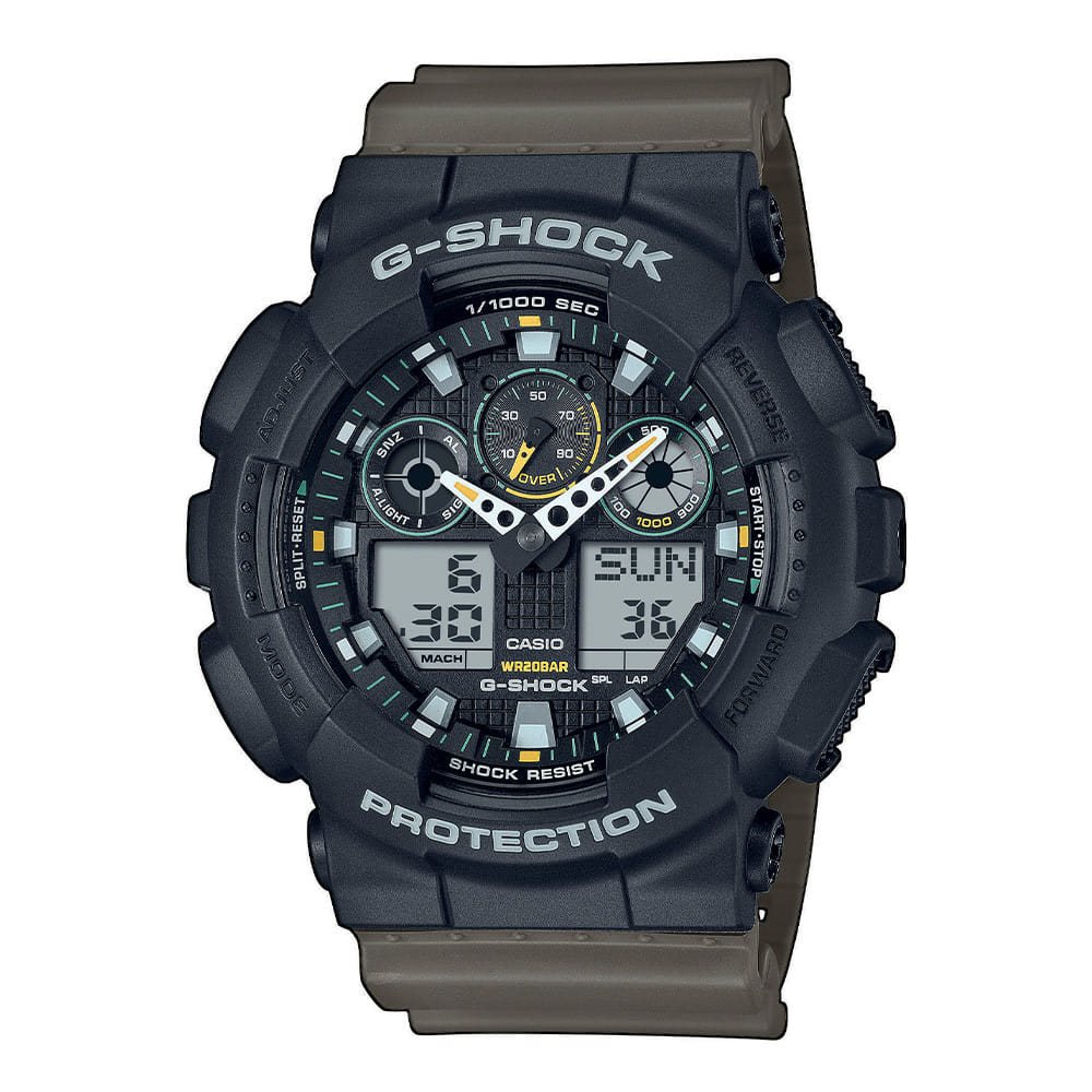 Levně G-SHOCK hodinky pánské sportovní GA-100TU-1A3 ČERNO/ZELENÉ