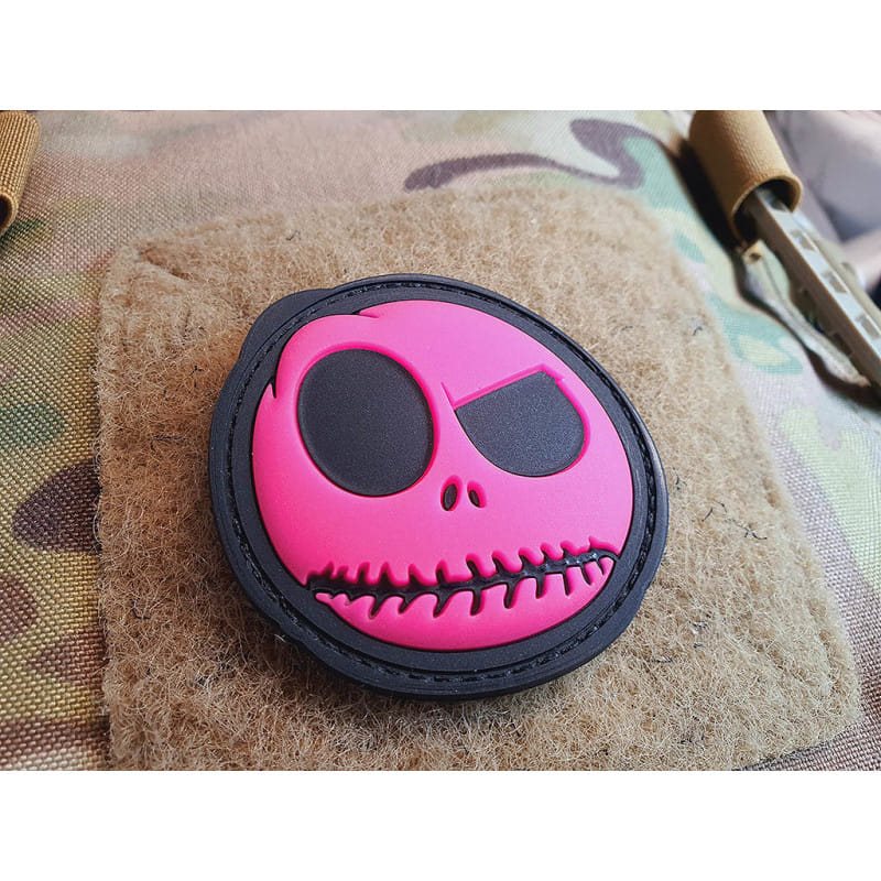 Levně JACKETS TO GO nášivka NIGHTMARE SMILEY plast GLOW IN THE DARK RŮŽOVÁ