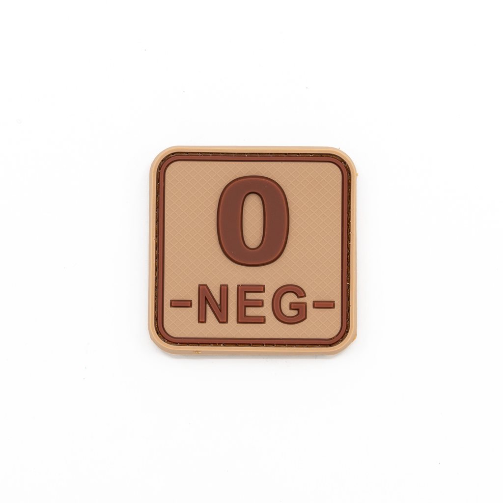 Levně JACKETS TO GO nášivka krevní skupina 0- NEG plast velcro DESERT