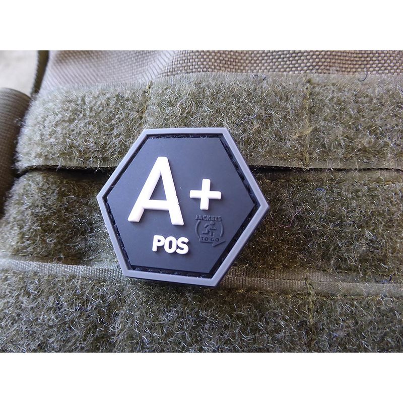 Levně JACKETS TO GO nášivka hexagon krev A POS plast ČERNÁ SWAT