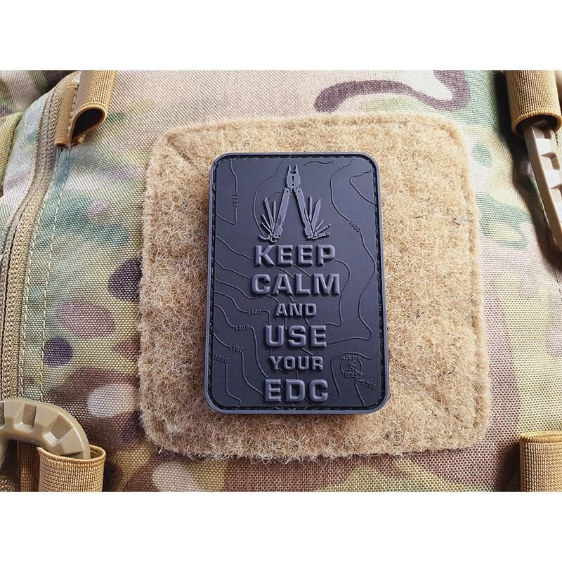 Nášivka KEEP CALM AND USE YOUR EDC velcro ČERNÁ