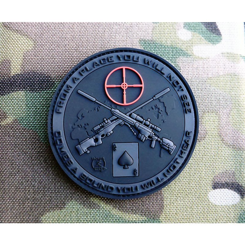 Levně JACKETS TO GO nášivka SNIPER DEATH SPADE plast velcro ČERNÁ