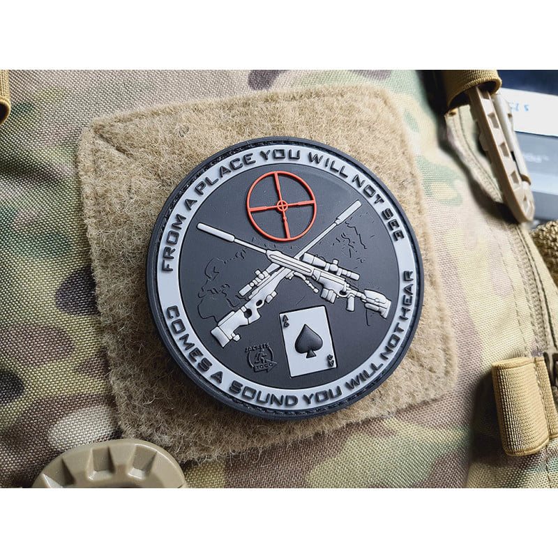 Levně JACKETS TO GO nášivka SNIPER DEATH SPADE plast velcro ČERNÁ SWAT