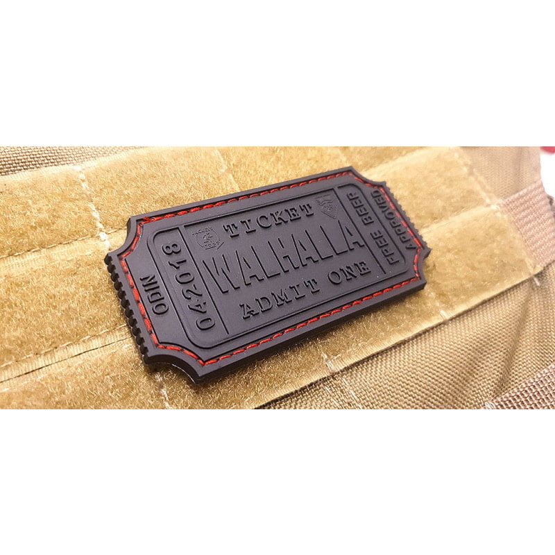 Levně JACKETS TO GO nášivka WALHALLA TICKET BEER velcro plast ČERNÁ