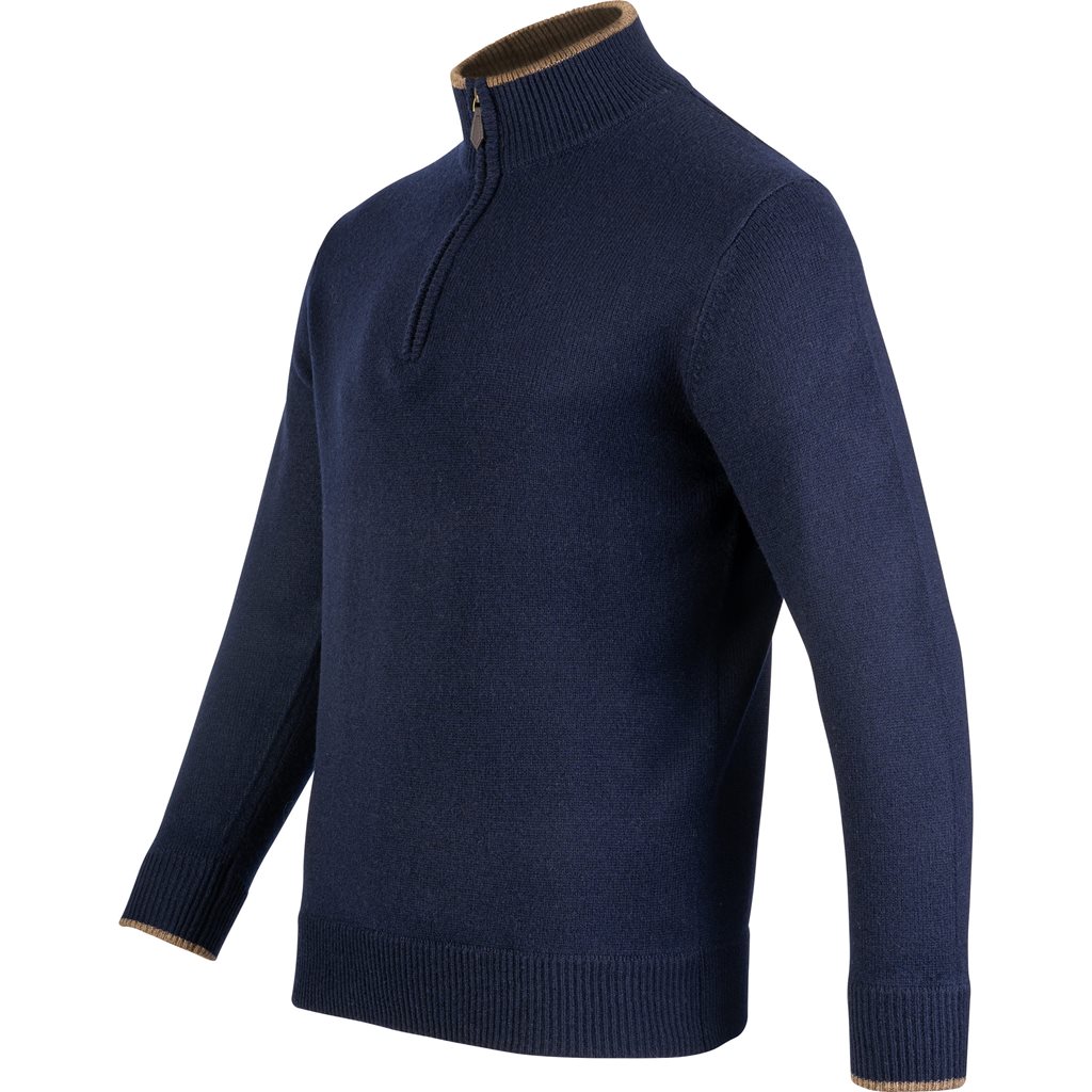 Levně Svetr ASHCOMBE se zipem jehněčí vlna NAVY BLUE