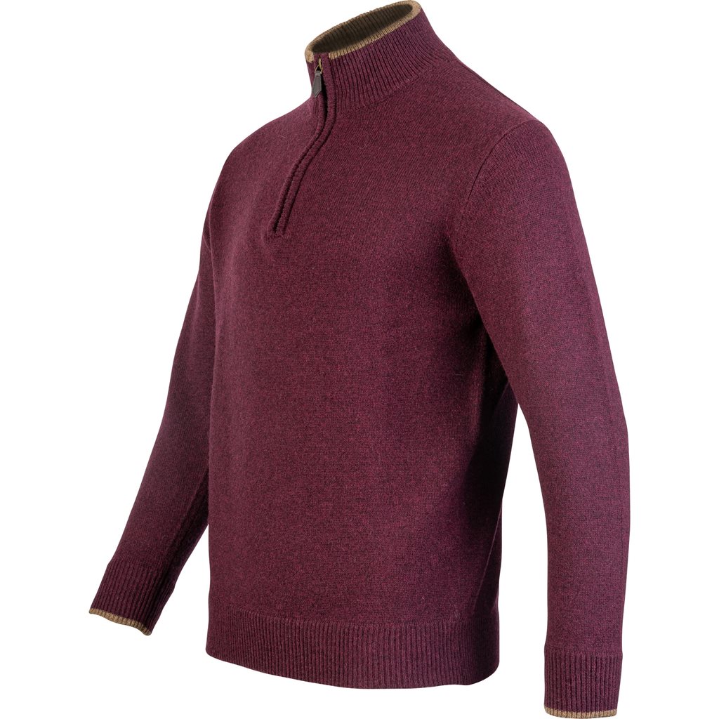 Levně Svetr ASHCOMBE se zipem jehněčí vlna PLUM