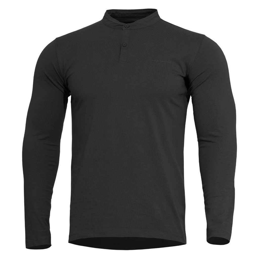 Levně Triko ROMEO HENLEY 2.0 dlouhý rukáv ČERNÉ