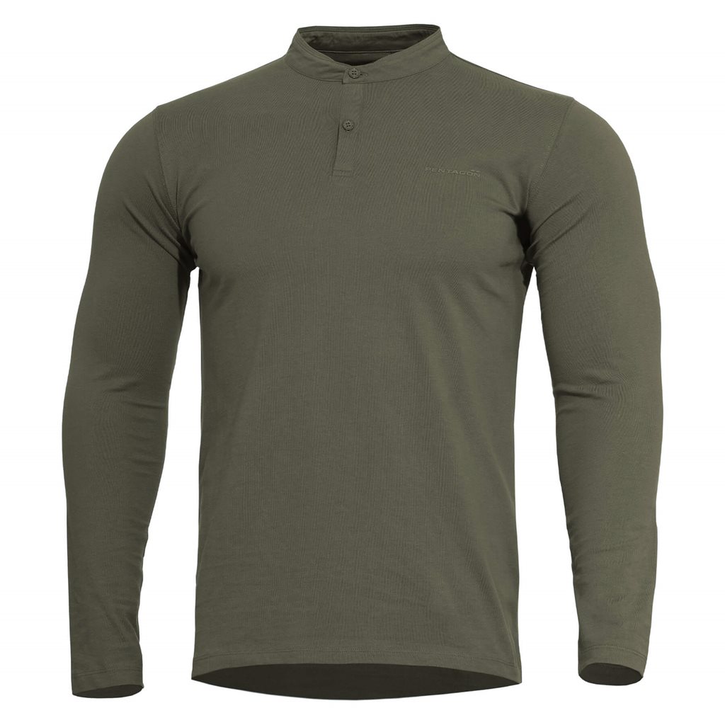Levně Triko ROMEO HENLEY 2.0 dlouhý rukáv ZELENÉ