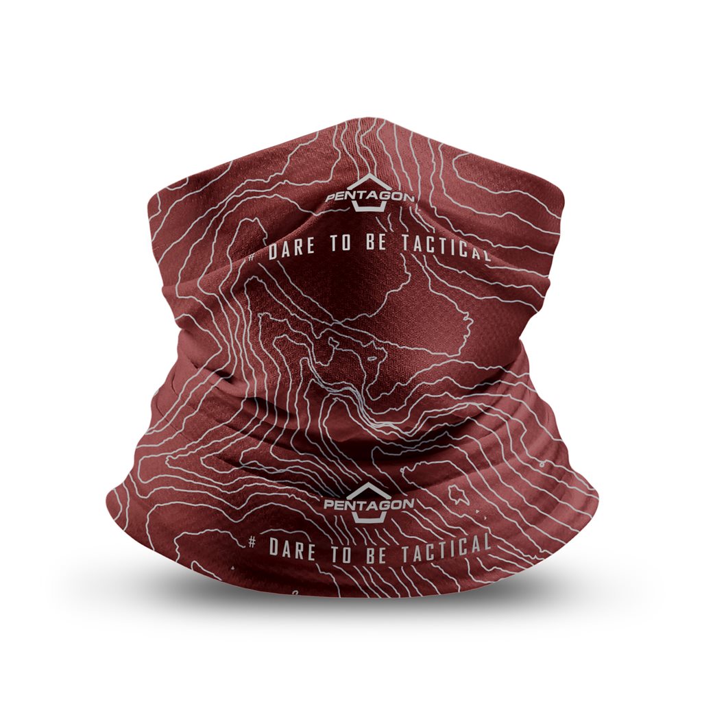 Levně PENTAGON nákrčník SKIRON TOPOGRAPHIC anatomicky tvarovaný MAROON RED