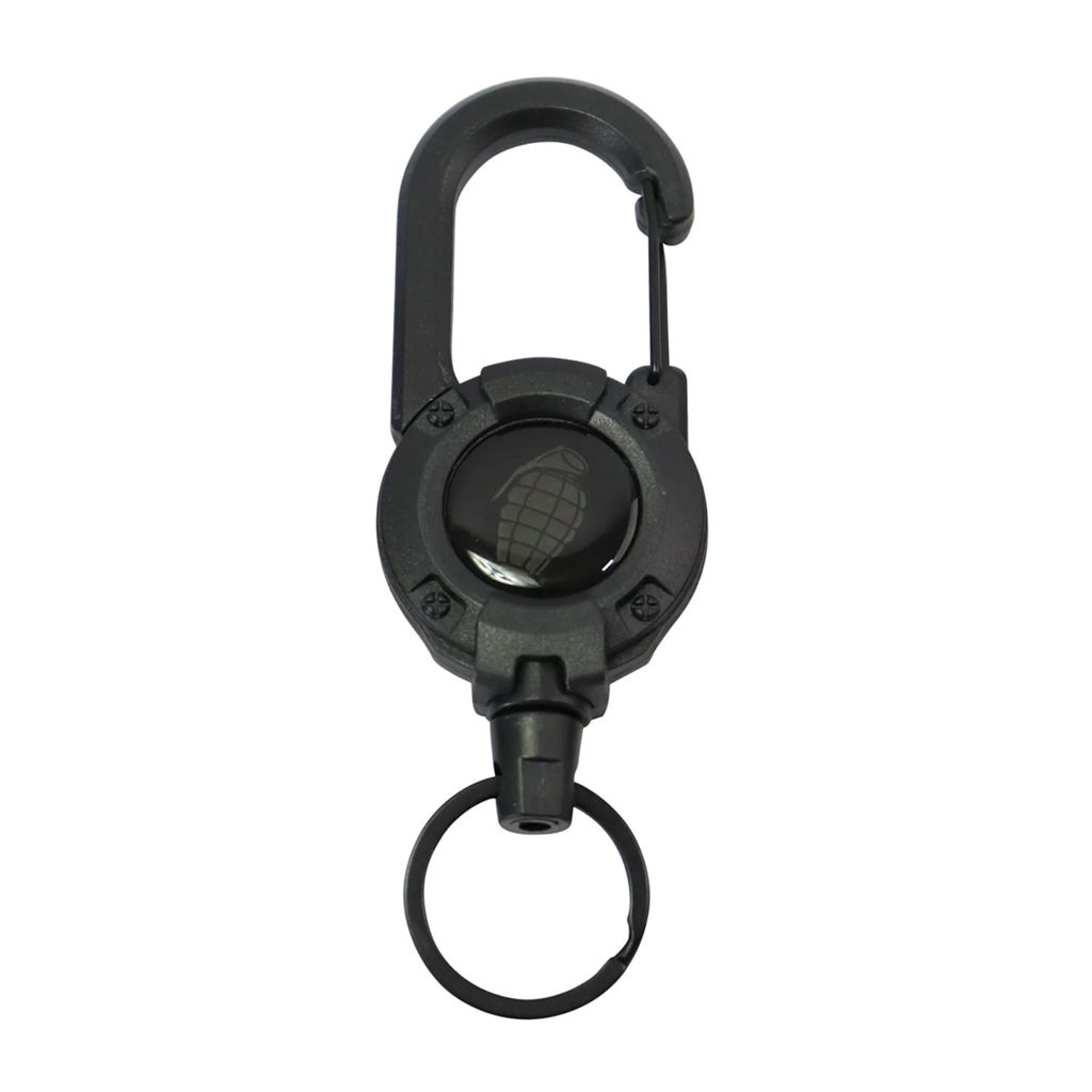 Levně KOMBAT klíčenka HEAVY DUTY s navijákem a karabinou ČERNÁ
