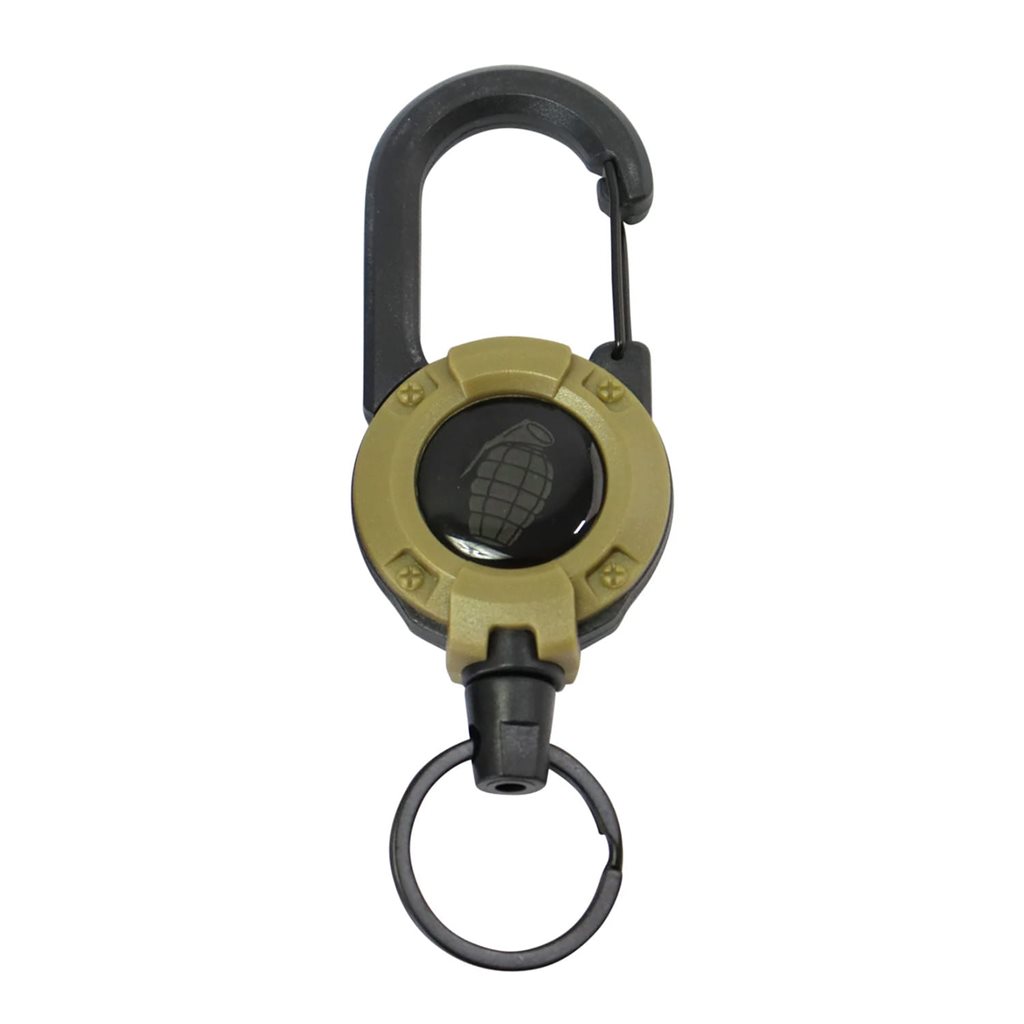 Levně KOMBAT klíčenka HEAVY DUTY s navijákem a karabinou COYOTE